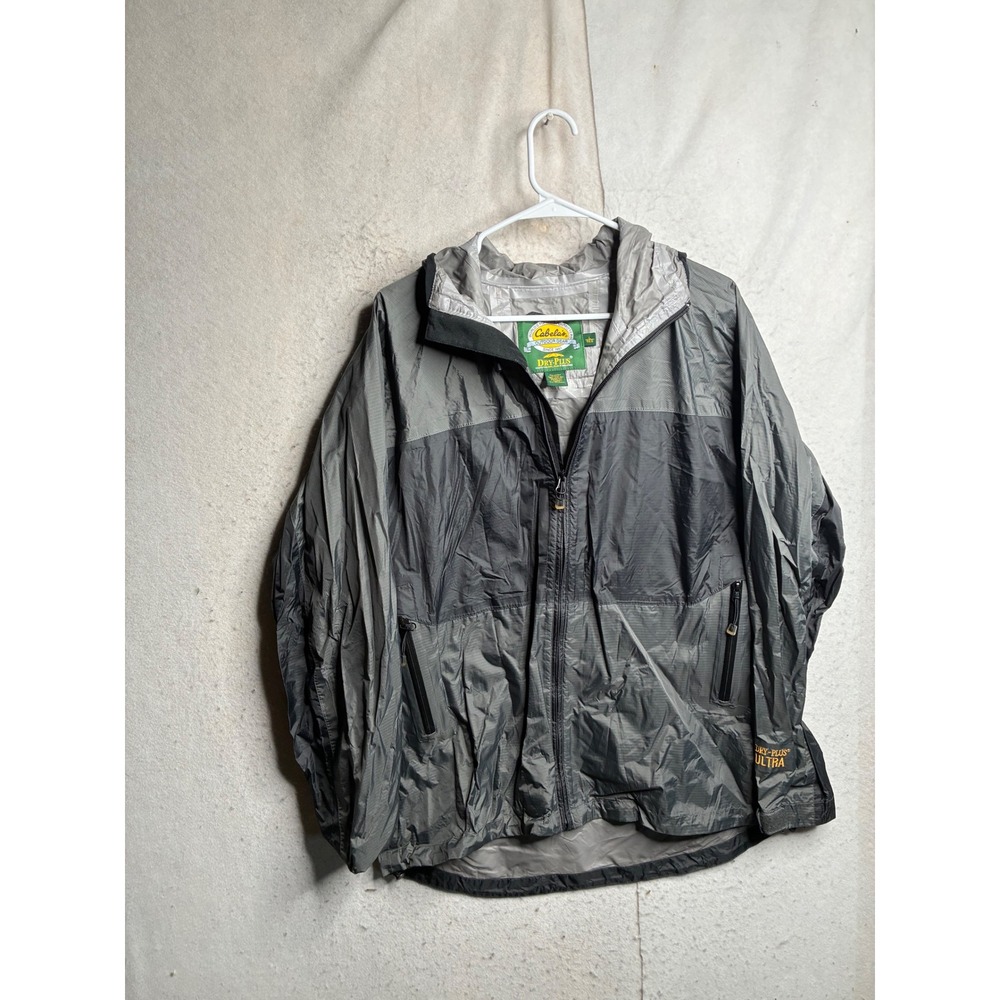 Cabelas Outdoor Gear Dry-Plus Ultra Rain Jacket Mens Large Grey Ripstop Hooded